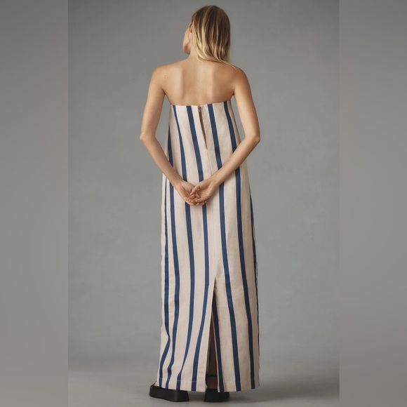BONDI BORN Strapless Blue and Cream Striped Dress - Picture 7 of 7